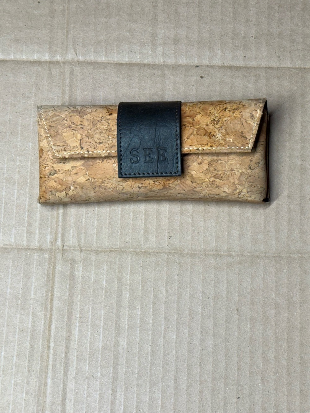 SEE brand -Cork/Black Velvet Eyeglass Case